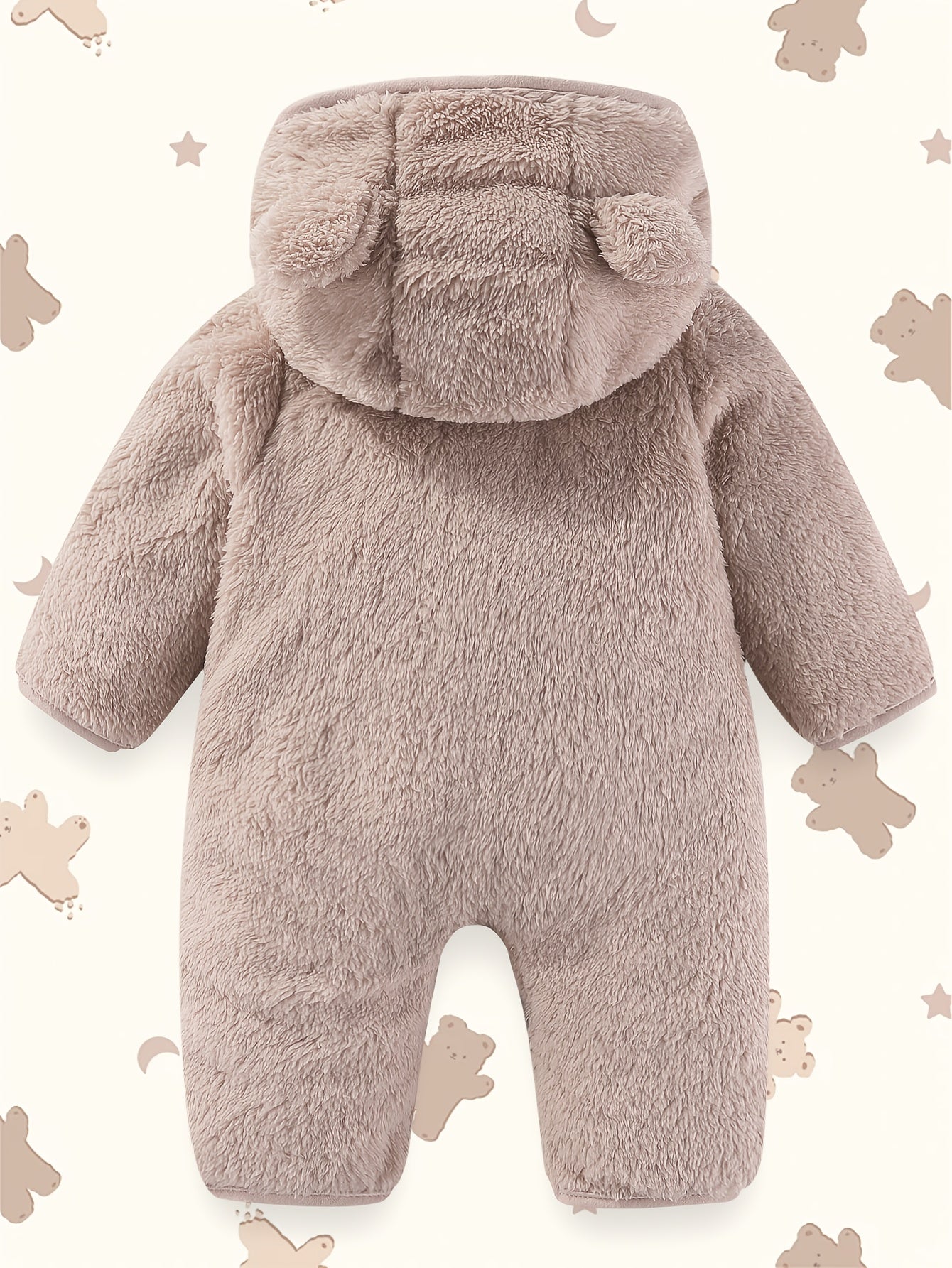 Newborn Baby Outfit Suit Bear Onesie Fold-Over Mittens Footies Girls Boys Winter Fleece Clothes Hooded Jumpsuit Romper
