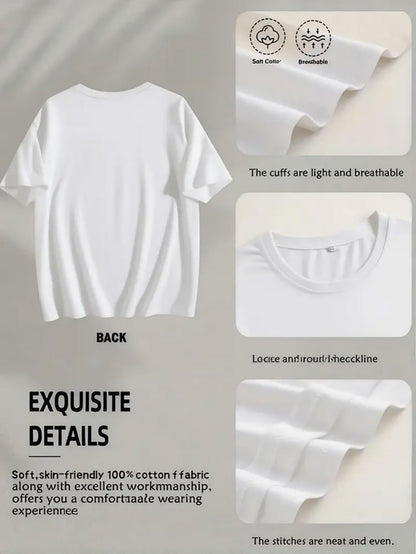 Smooth White Text Relaxed Style Printed T-shirt, High-quality Wax Printed Retro Fashion Brand T-shirt, Women'S T-shirt, Women'S Summer T-shirt, Holiday Gift, Perfect Gift