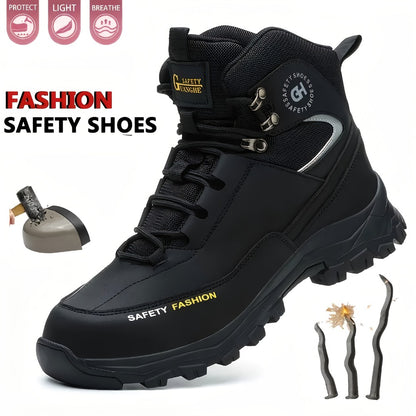 Men's Lace-Up Work-Style Shoes - Reinforced Toe and Rubber Sole