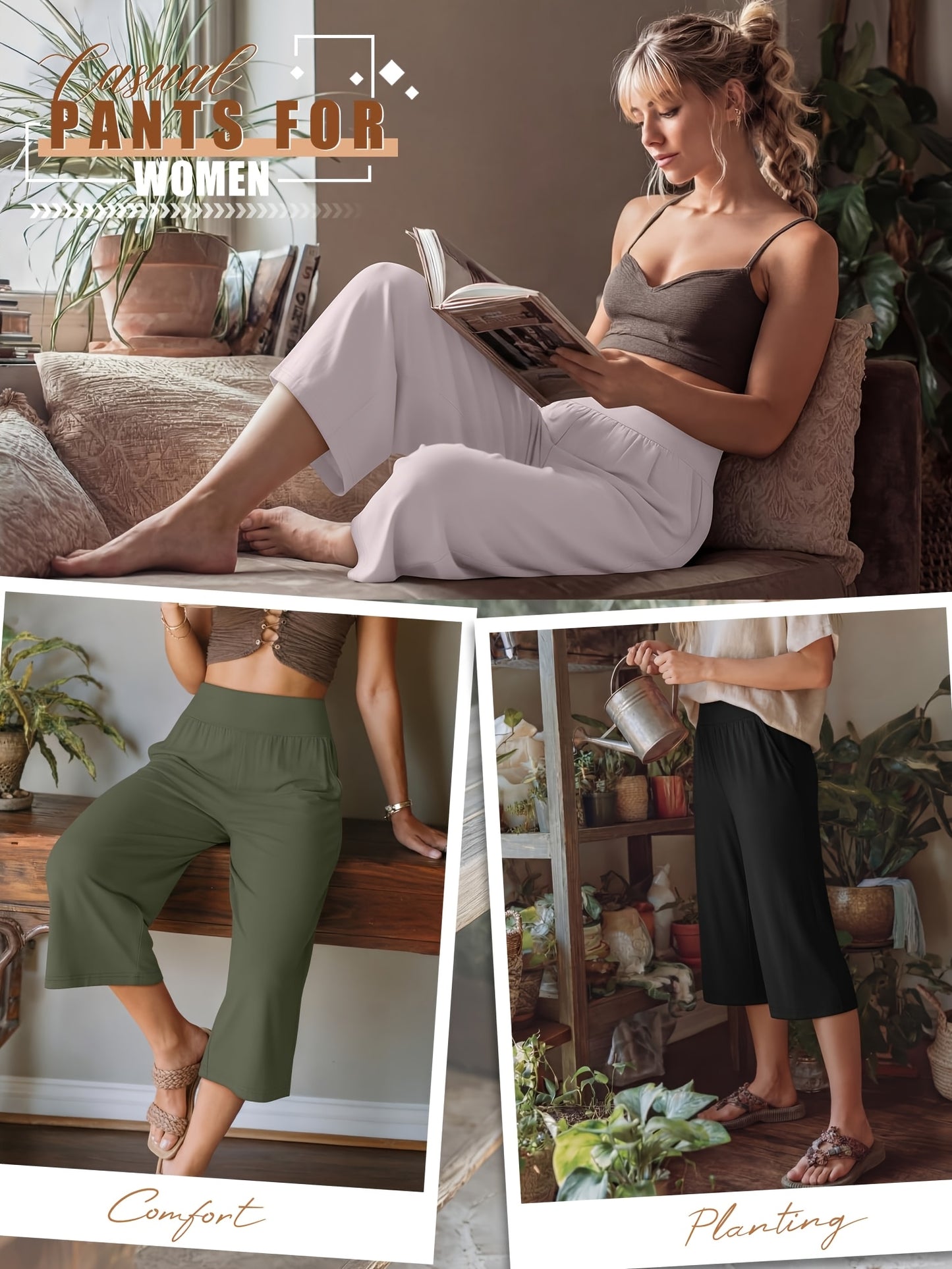 3 Pack Capri Pants For Women Loose Lounge Cropped Sweatpants Joggers Yoga Capri With Pockets