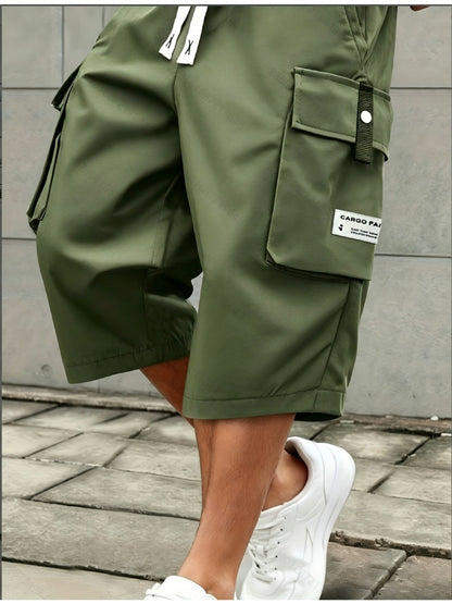 Summer Thin Tooling Shorts for Men, Loose Large Size Breathable Six-Point Pants, Three-Dimensional Large Pocket Drawstring Lace-Up Casual Pants, And Wear-Resistant, Plus Size