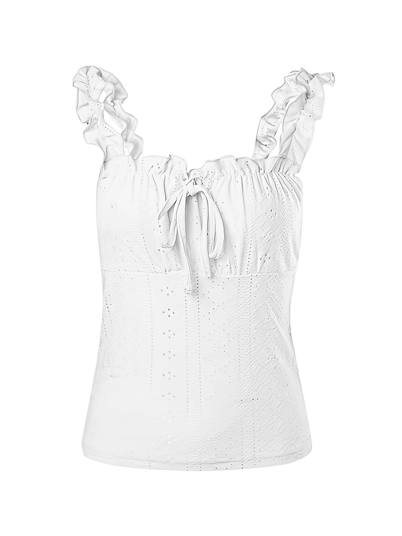 Chic Tank Top for Women Featuring a Ruffled Edge And a Butterfly Knot Tie