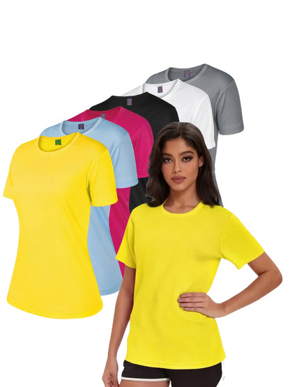 Women'S 6-Pack Performance T-Shirts - Breathable, Moisture-Wicking, and Skin-Friendly for, Outdoor, and Everyday Comfort