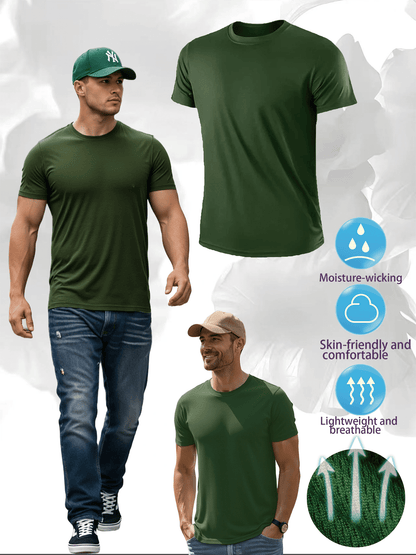 Set of 6 Men'S Lightweight Crew Neck T-Shirts That Dry Quickly - Made from Breathable, Moisture-Wicking, Ideal for Gym Sessions, Running, And Fitness Training - Offered in Various Colors, Making Them a Perfect Gift Choice for Workout Apparel