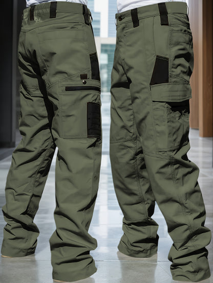 2pcs Men'S Tactical Work Pants with Spacious Multi-Pocket Design & Durable Ripstop Fabric, Outdoor Pants for Camping, Climbing, Fishing, Hunting, Straight-Leg Fit with Belt Loops, Rugged Style, All-Season Pants