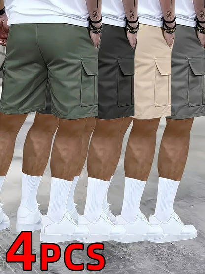 4pcs Men'S Sports Large Pocket Capacity Workwear Practical Shorts for Work