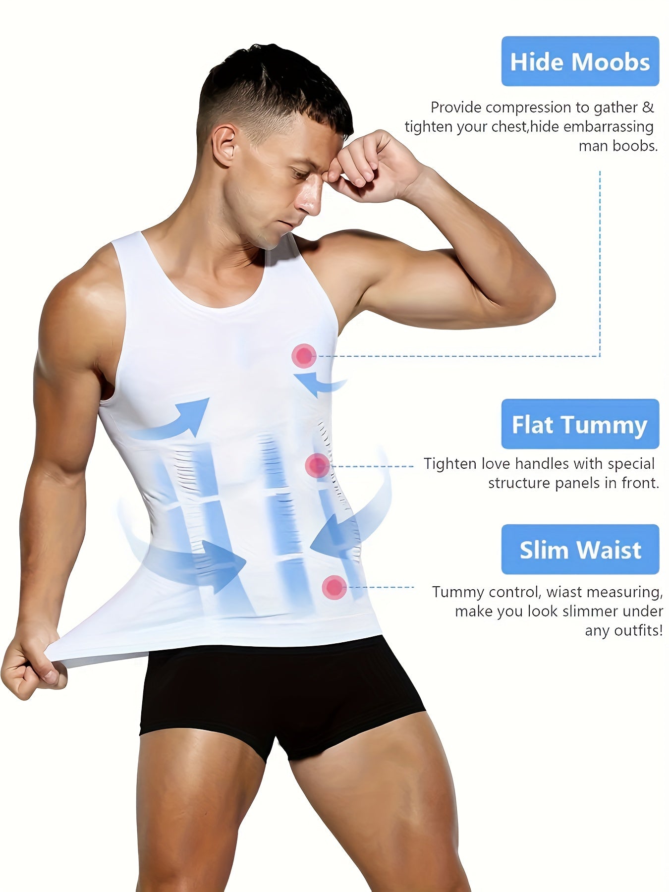 Arjen Kroos 2/3pcs Men's Compression Shirts - Tummy Control Workout Tank Tops, Athletic Base Layer Sleeveless Body Shaper Undershirts for Gym,Gynecomastia Shirt for Men,Waist Trainer Vest Muscle Shirt Faja Para Hombre