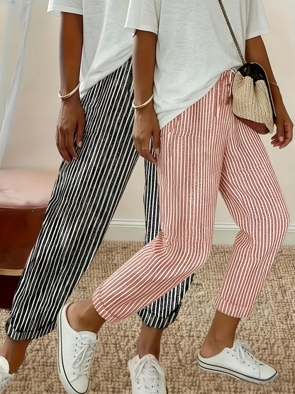 Two-Pack - Color Striped Casual Nine-Pants