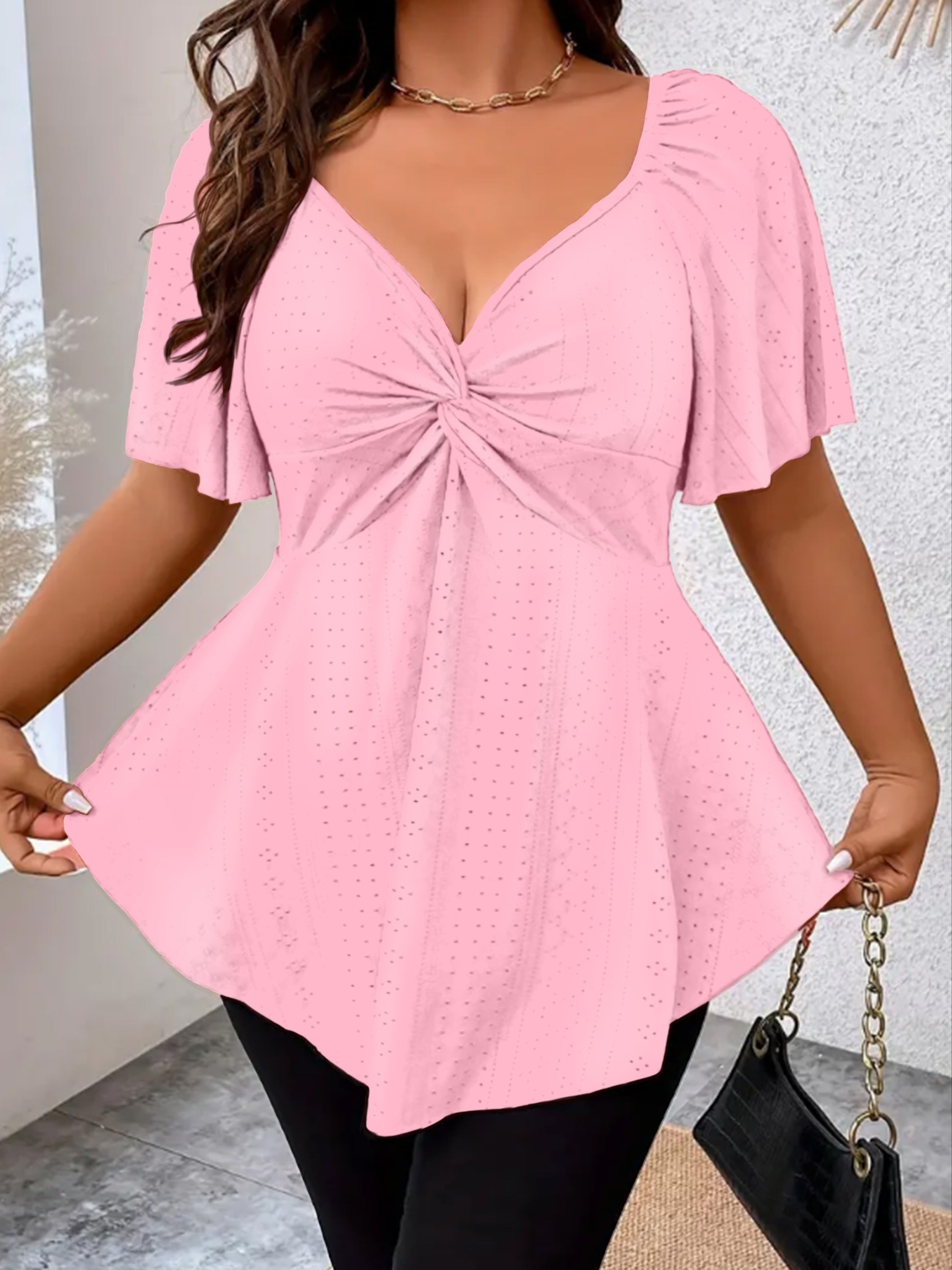 Rose Red V-Neck T-Shirt - product view 12