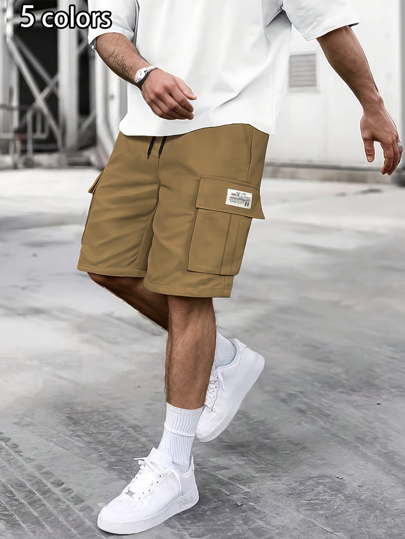 Men's Grey Polyester Cargo Shorts - product view 19