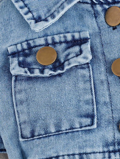 Baby Sky Blue Denim Utility Shorts - product view 13