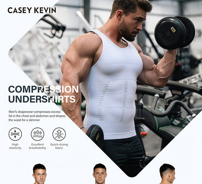 6pcs Casey Kevin Compression Tank Tops Men Body Shaper Vest, Athletic Mens Shapewear Muscle Shirts for Men, Tight Body Shaper Tummy Control Mens Undershirts, Highly Elastic Mens Workout Tank Tops, Breathable Gym Tank Tops for Men