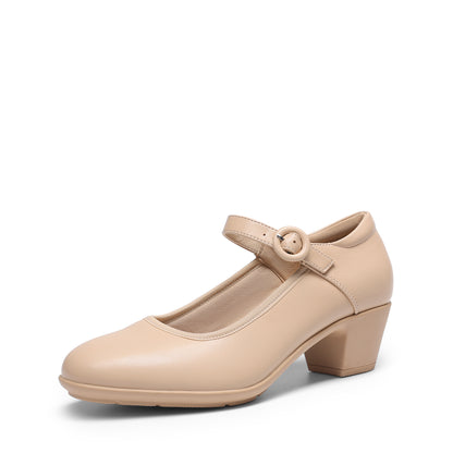 Women's Pumps Low Chunky Mary Jane Heels Closed Toe Comfortable Work Dress Shoes