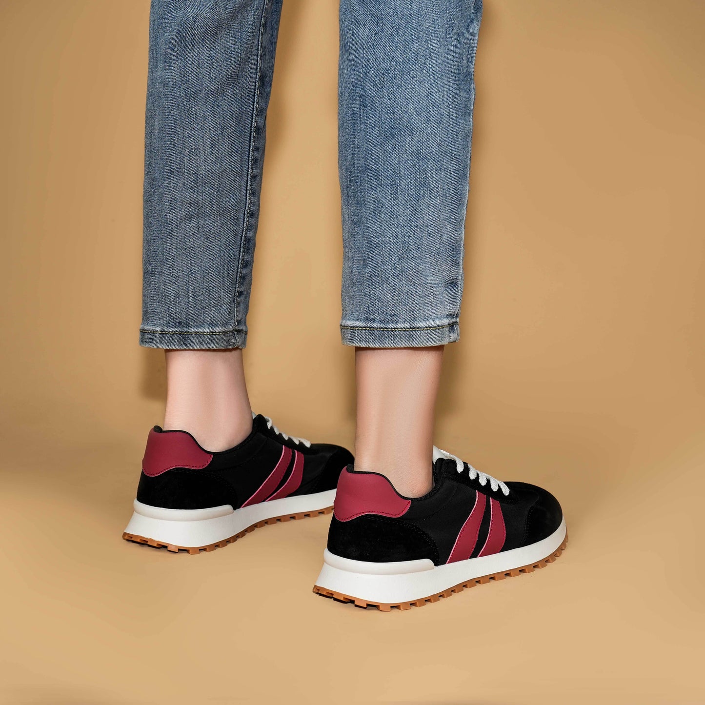 Women's Genuine Leather Chunky Lug Sole Lace Up Running Shoes Casual Designed Fashion Sporty Sneakers AA1127n