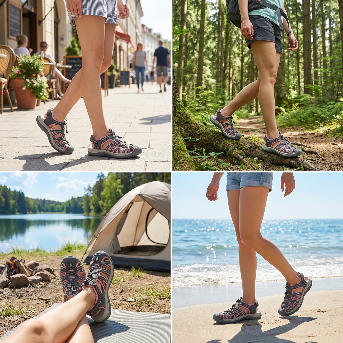 Women'S Closed Toe Hiking Sandals, Adjustable Quick Dry Water Shoes, Non-Slip Outdoor Sport Sandals With Arch Support For Summer Beach Walking Women'S Closed Toe Sport Sandals, Breathable Adjustable Strap Hiking Sandals, Non-Slip Arch Support Water