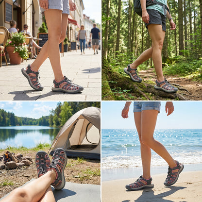 Women'S Closed Toe Hiking Sandals, Adjustable Quick Dry Water Shoes, Non-Slip Outdoor Sport Sandals With Arch Support For Summer Beach Walking Women'S Closed Toe Sport Sandals, Breathable Adjustable Strap Hiking Sandals, Non-Slip Arch Support Water