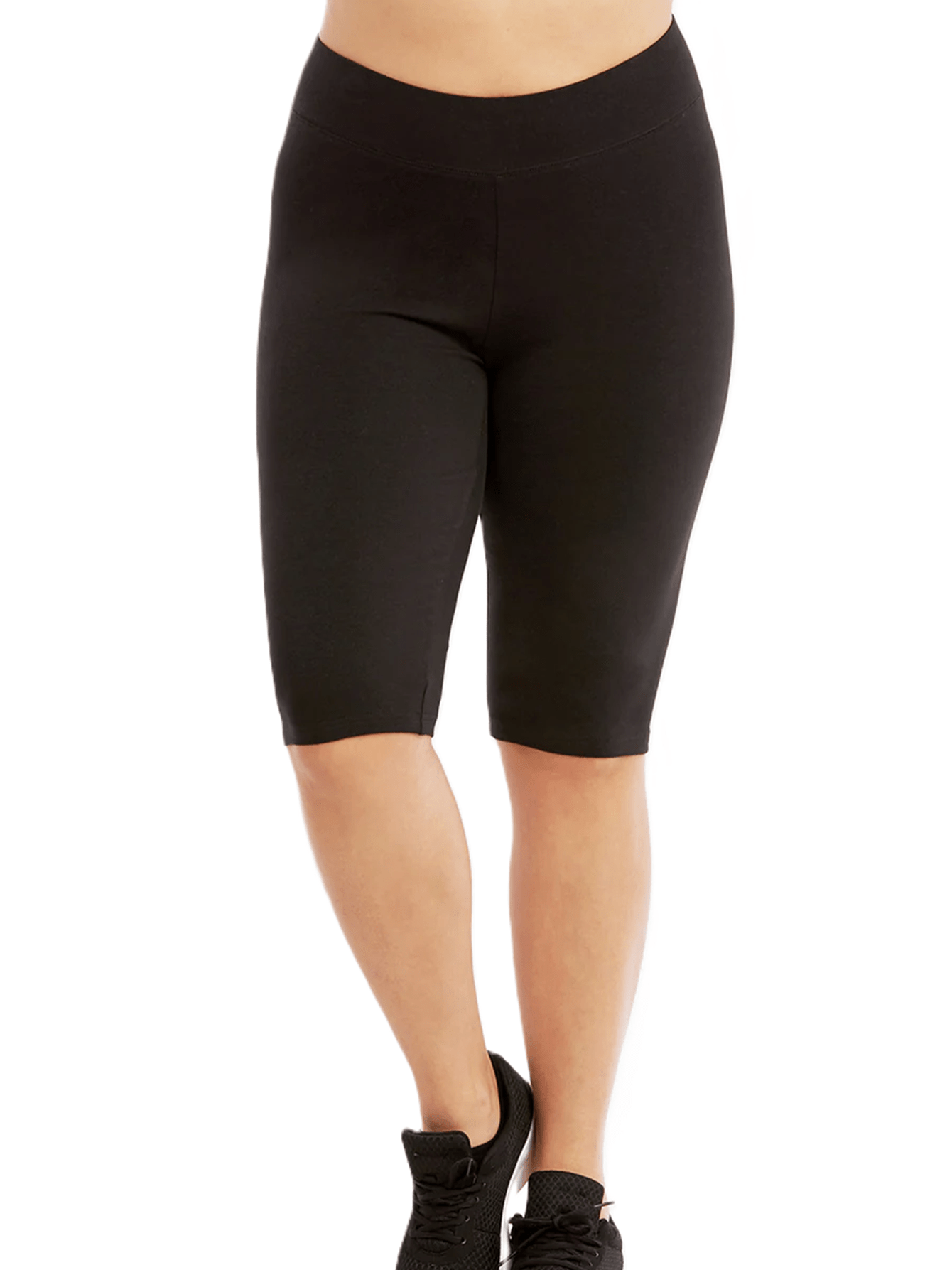 LADIES PLUS SIZE COTTON LEGGING SHORTS 21 INCH OUTSEAM, KNEE LENGTH
