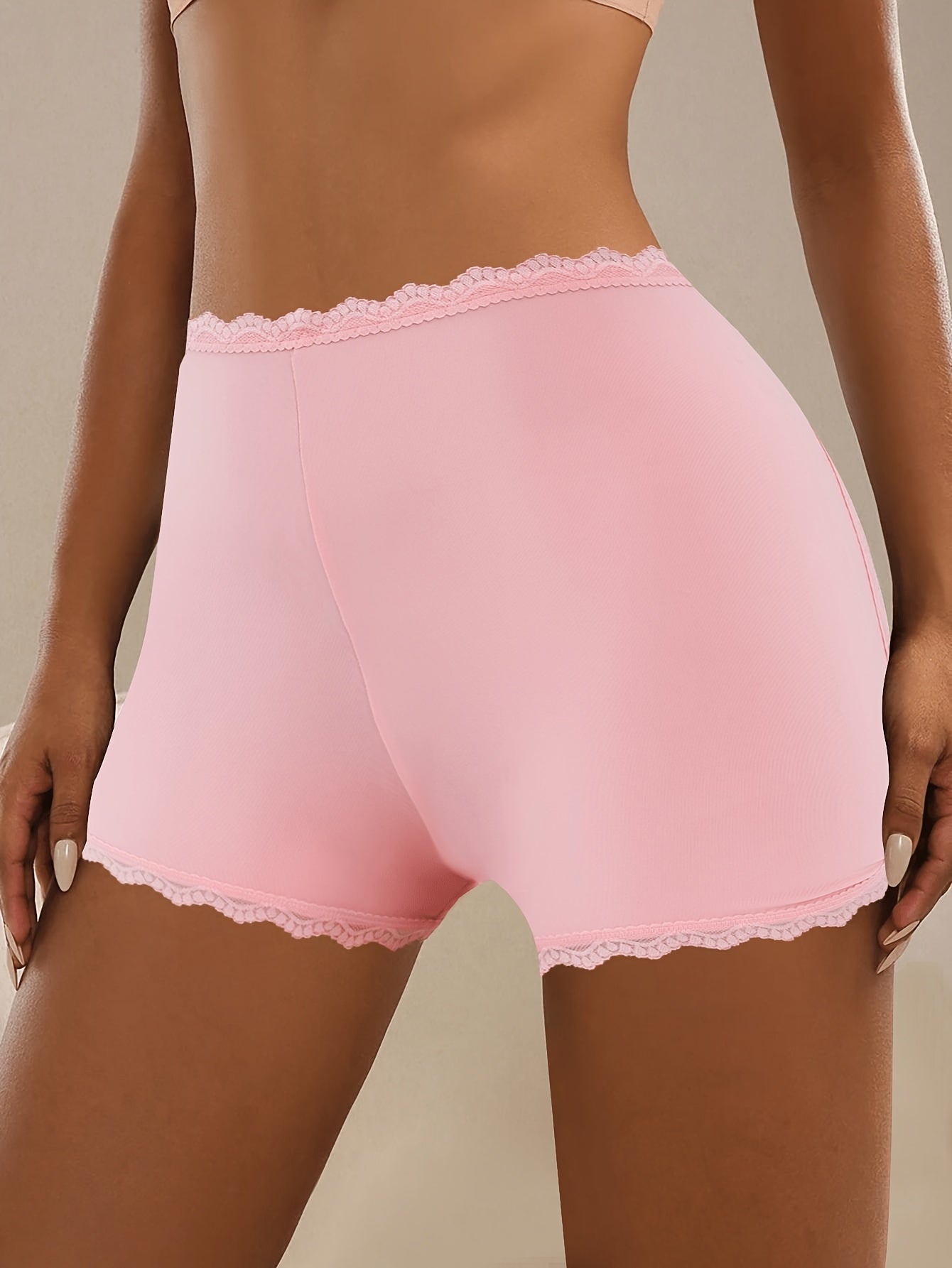 3pcs Women's Fashion Underwear, Lace Splicing, Skin-friendly and Breathable, Daily Home Office Boxer Briefs
