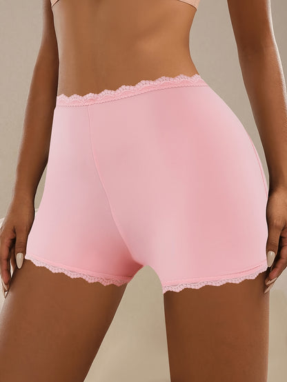 3pcs Women's Fashion Underwear, Lace Splicing, Skin-friendly and Breathable, Daily Home Office Boxer Briefs