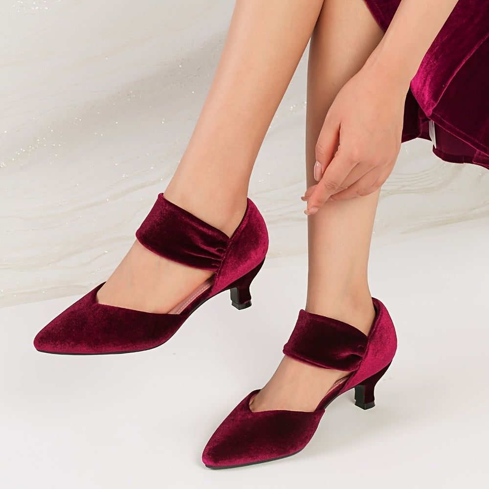 RIBONGZ Kitten Heels for Women Closed Toe Comfortable Low Heels Pointed Toe Sexy Slip On Pumps Bridal Party Dressy Shoes, Women Shoes