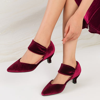 RIBONGZ Kitten Heels for Women Closed Toe Comfortable Low Heels Pointed Toe Sexy Slip On Pumps Bridal Party Dressy Shoes, Women Shoes