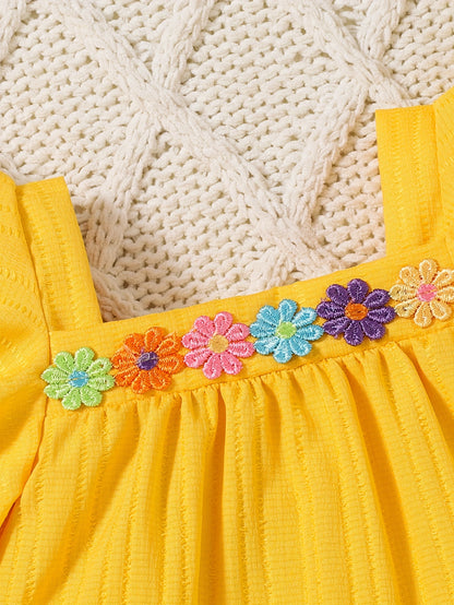 Baby Orange Knit Floral Shorts - product view 12