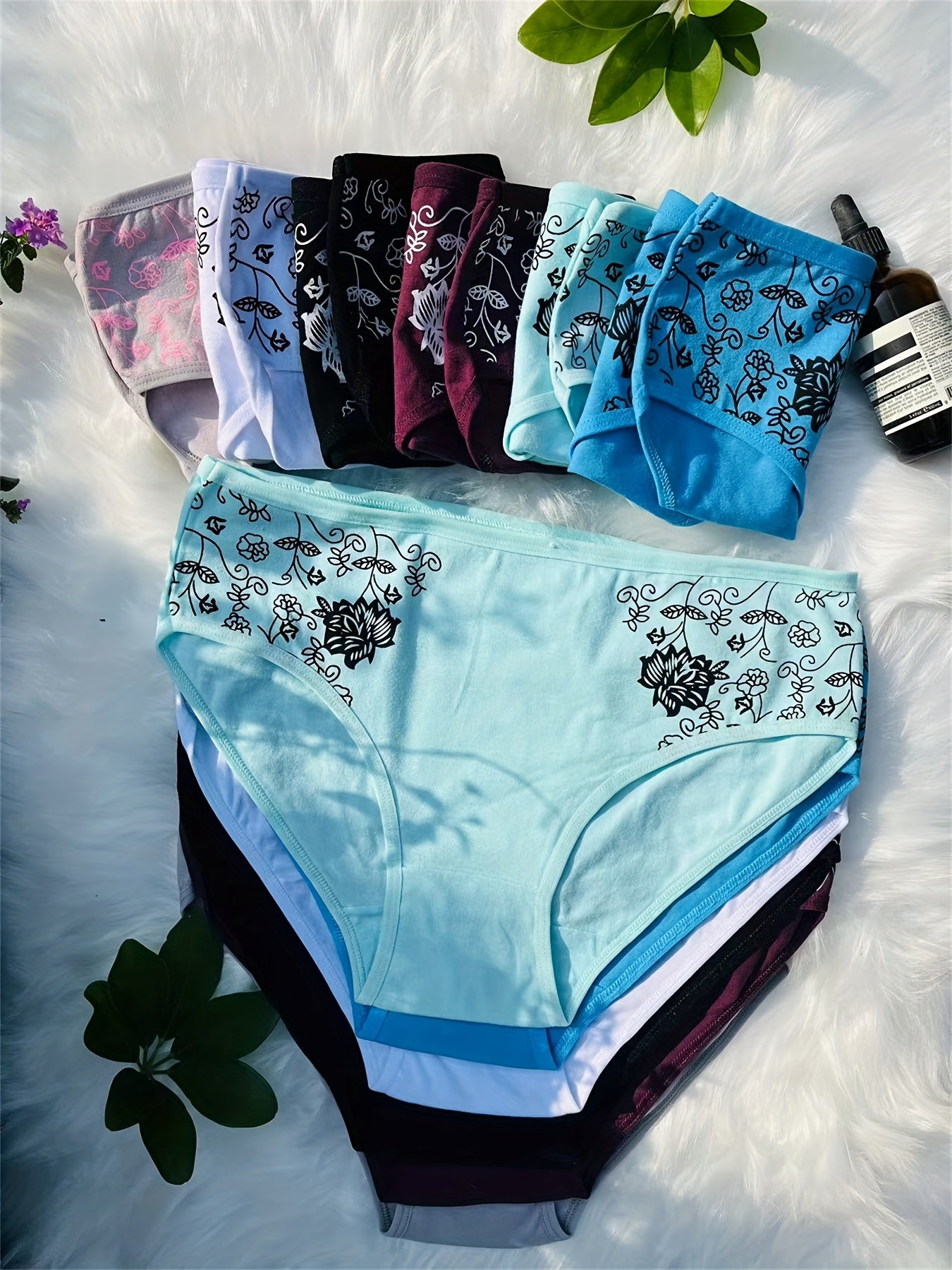 12pcs Set of Mid-Rise Pure Printed Women's Shapewear Panties, Breathable, Sexy, and Comfortable (Random Delivery)