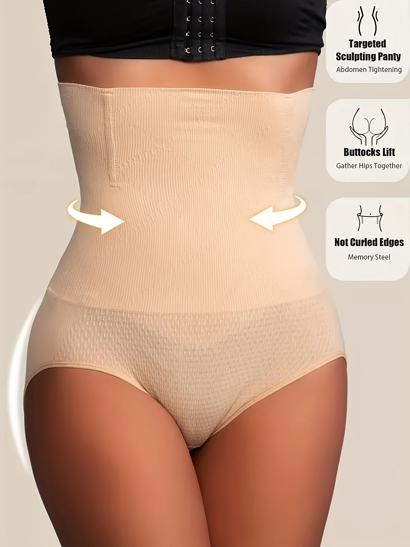 2pcsHigh-Waist Tummy Control Shapewear Panties for Women - Waist Trainer, Butt Lifter & Body Shaper Underwear