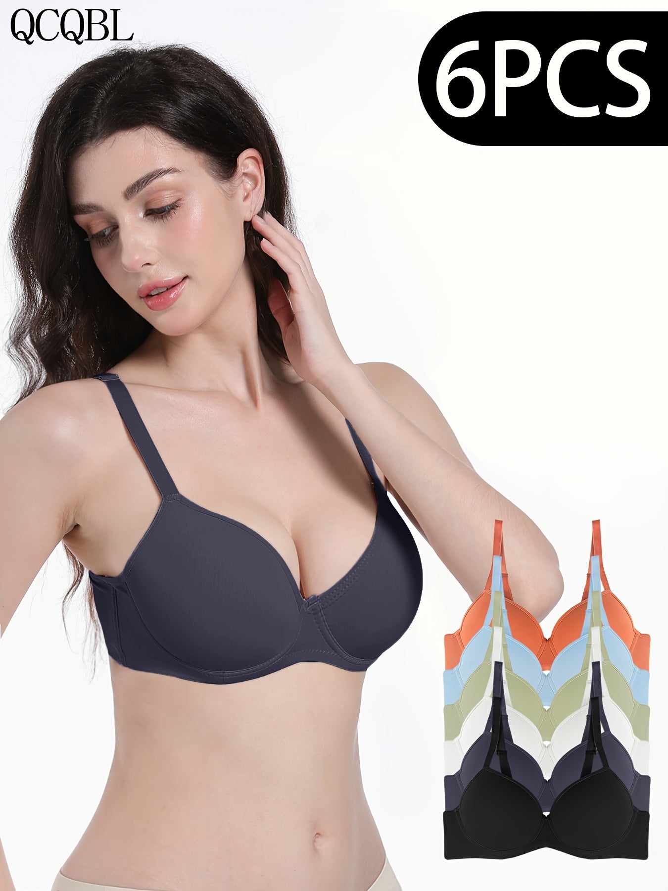 6-Pack Ultra-Soft Seamless Push-Up Bras - Comfortable Everyday Support, Elegant Style, Breathable Cups, Versatile Value Set for Women of All Shapes And Sizes - Perfect for Daily Wear, Lounging, And Layering Under Favorite Tops