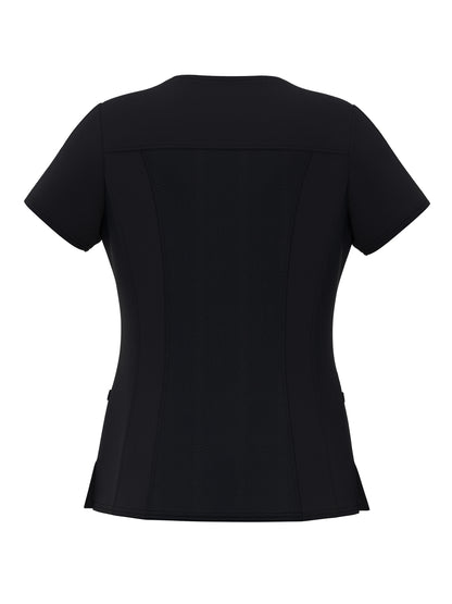 PandaFlex modern neck in Four-Way Stretch Fashion Scrubs Set V-Neck Short Sleeve Scrub Top & Straight Leg Cargo Pants for Nurses with zipper pockets 3372