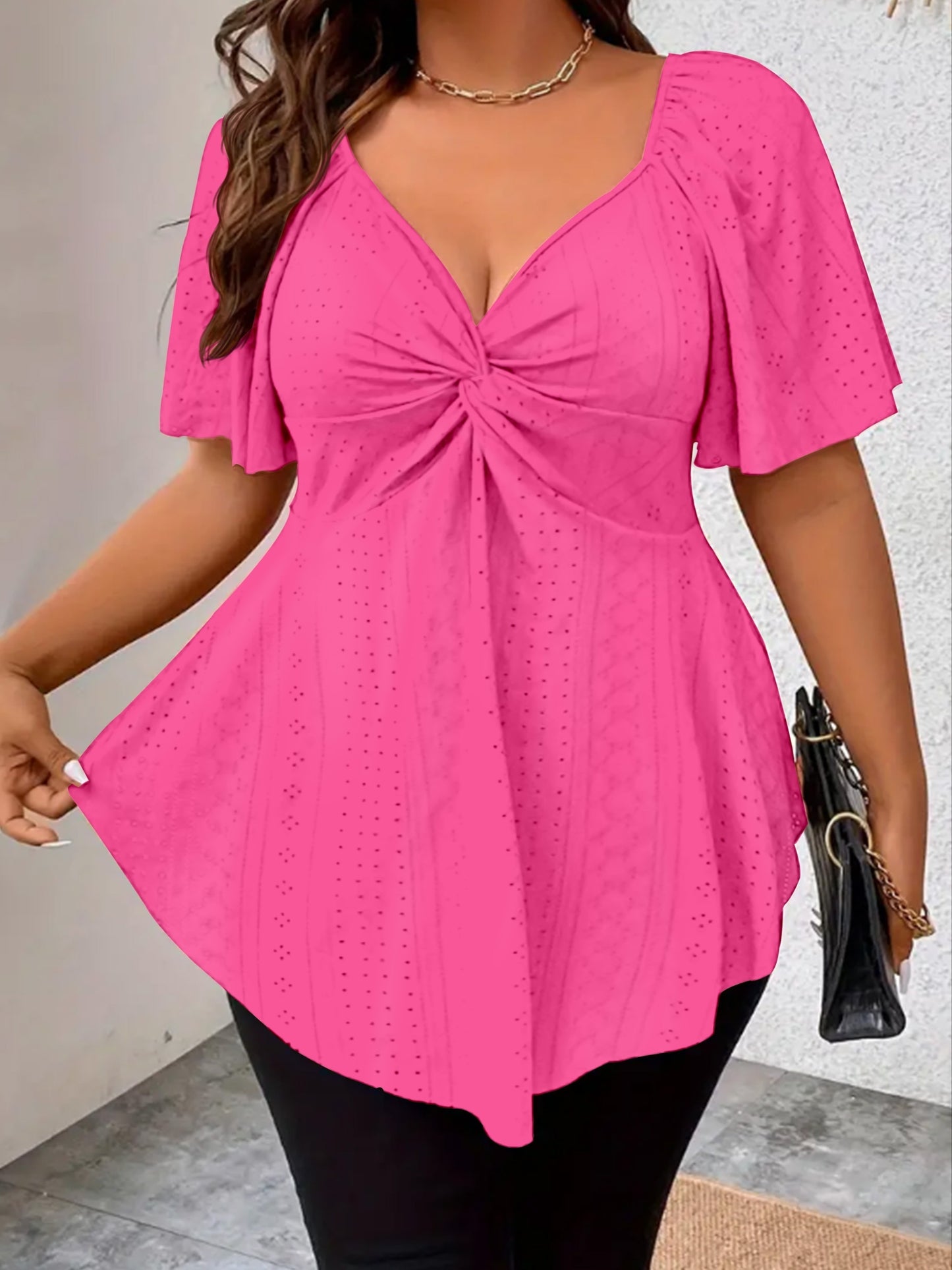 Rose Red V-Neck T-Shirt - product view 7