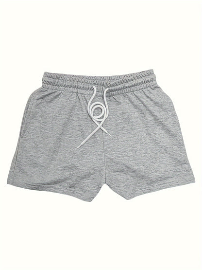 CharmGlow Summer Casual y Solid-color Drawstring High-waisted Women's Shorts