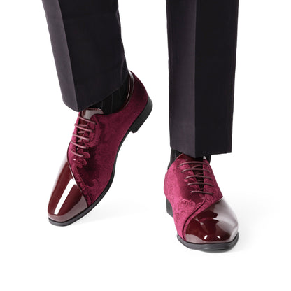 Men's formal tuxedo shoes classic patent velvet lace-up formal oxford shoes for wedding dresses