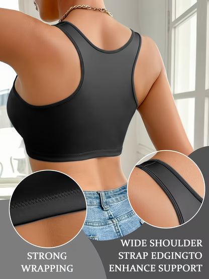 1pc High-quality Satin Fabric Women'S Bra | Wireless, Front Buckle Design, Strong Support, Comfortable Gather, Suitable for Daily and Formal Wear, Non-removable Padding