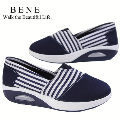 [Striped|Lightweight] Lightweight Low Top Women'S Casual Fashion Sneakers | Striped Fabric Upper, Sole, And Comfort Insole | for All-Season, Women Shoes