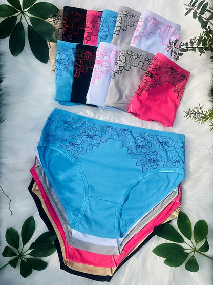 17pcs Of Luxurious Women'S Underwear Comfortable Breathable Elegant Print Flowers Briefs With Exquisite Details Perfect For Everyday Wear( Color Random Delivery)