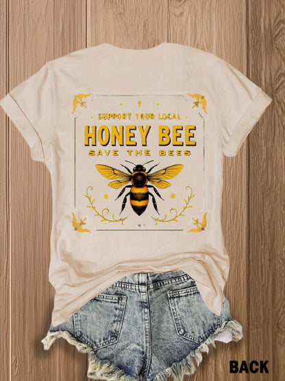 Save the Bees T-Shirt - Support Local Bee Conservation, Soft Breathable Tee Suitable for Nature Lovers, Casual Summer Wear with Bee Graphics (Machine Washable)