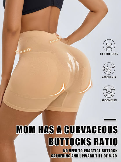 A Pair Of Women'S High-Waisted Shaping Shorts With Padded Buttocks - Designed To Flatten The Stomach And Lift The Hips, Featuring A High Waist That Creates Elegant Curves, Suitable For Year-Round Casual Wear