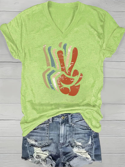 Women's Dark Gray Printed V-Neck T-Shirt - product view 22