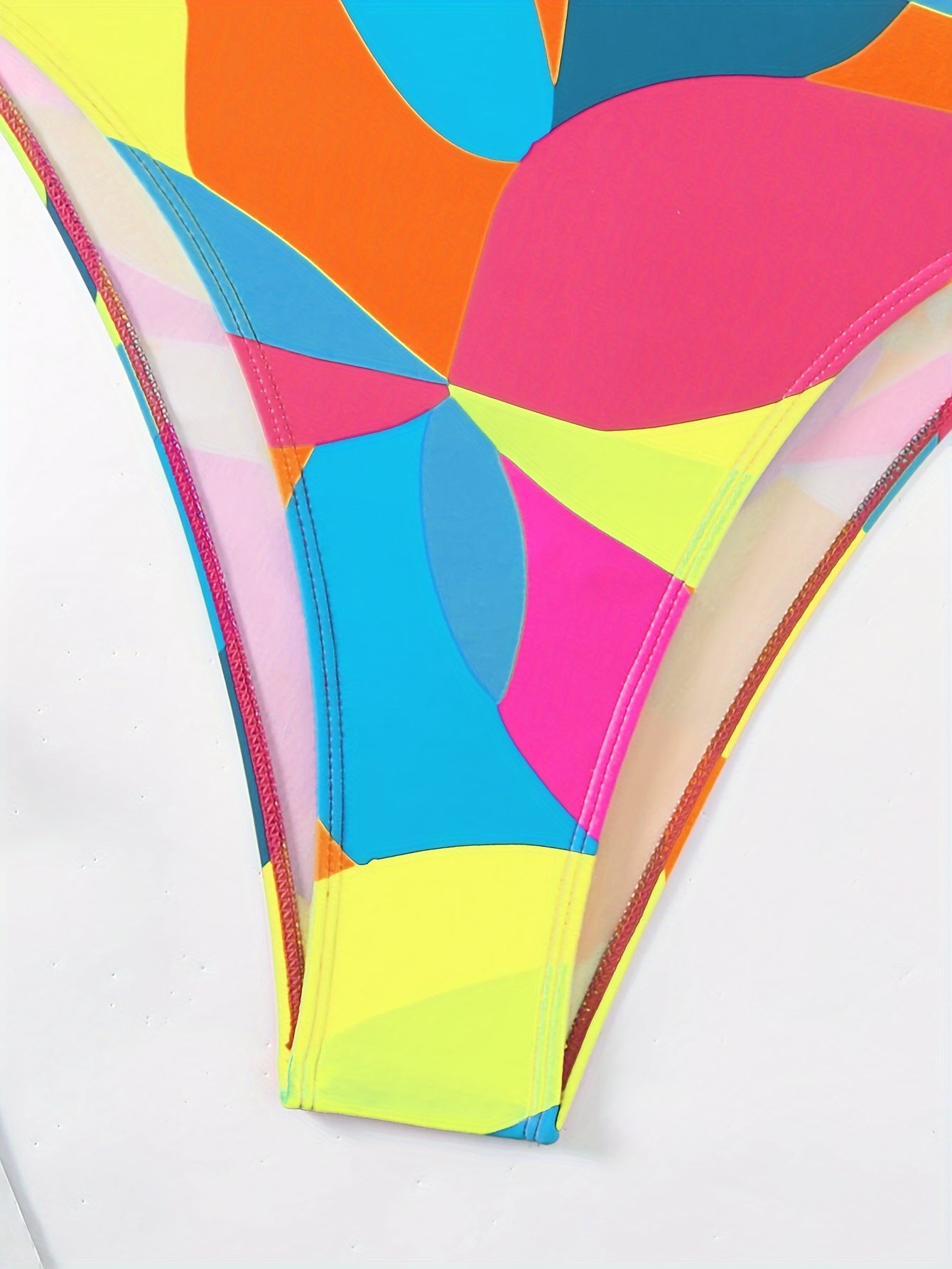 Women's Sexy Backless One-Piece Swimsuit with Full-Body Dopamine Color Print - Full Bust Padding, High-Elasticity Triangle Bikini, Machine Washable Non- Bath Suit for Beach & Pool, Back-Tie Closure (Immediate Shipment)