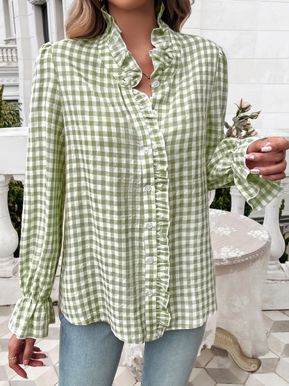 Women's Fall-Winter 2024 Professional Business Temperament Top French Contrast Button- Shirt