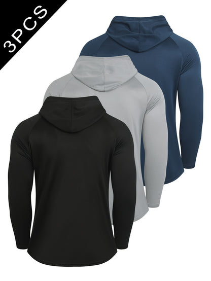 Men's Ultra-Lightweight Long-Sleeve Hoodie with a Paris Print And Striped Design - Quick-Drying, Breathable, And Moisture-Wicking with a Casual Crew Neck, Sweat-Resistant