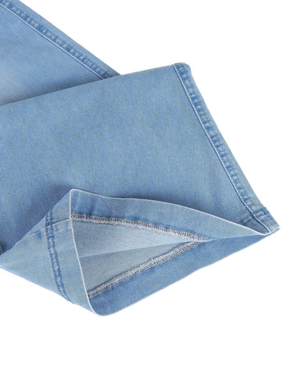 [Stretch-Waist Wide-Leg Jeans] Women's Stretch-Waist Straight-Leg Relaxed Fit Jeans Four-Season Casual High-Waisted Comfortable Wide-Leg Pants Fashionable Pants Suitable For Any Occasion