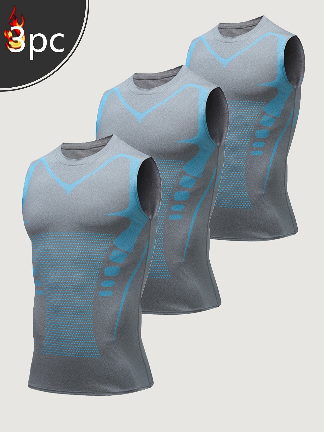 Set of 3 Men'S Athletic Compression Tank Tops, Sleeveless Shirts for Basketball, American-Style Training Vests Designed for Moisture-Wicking And Quick-Drying, Ideal for Sports And Outdoor Activities