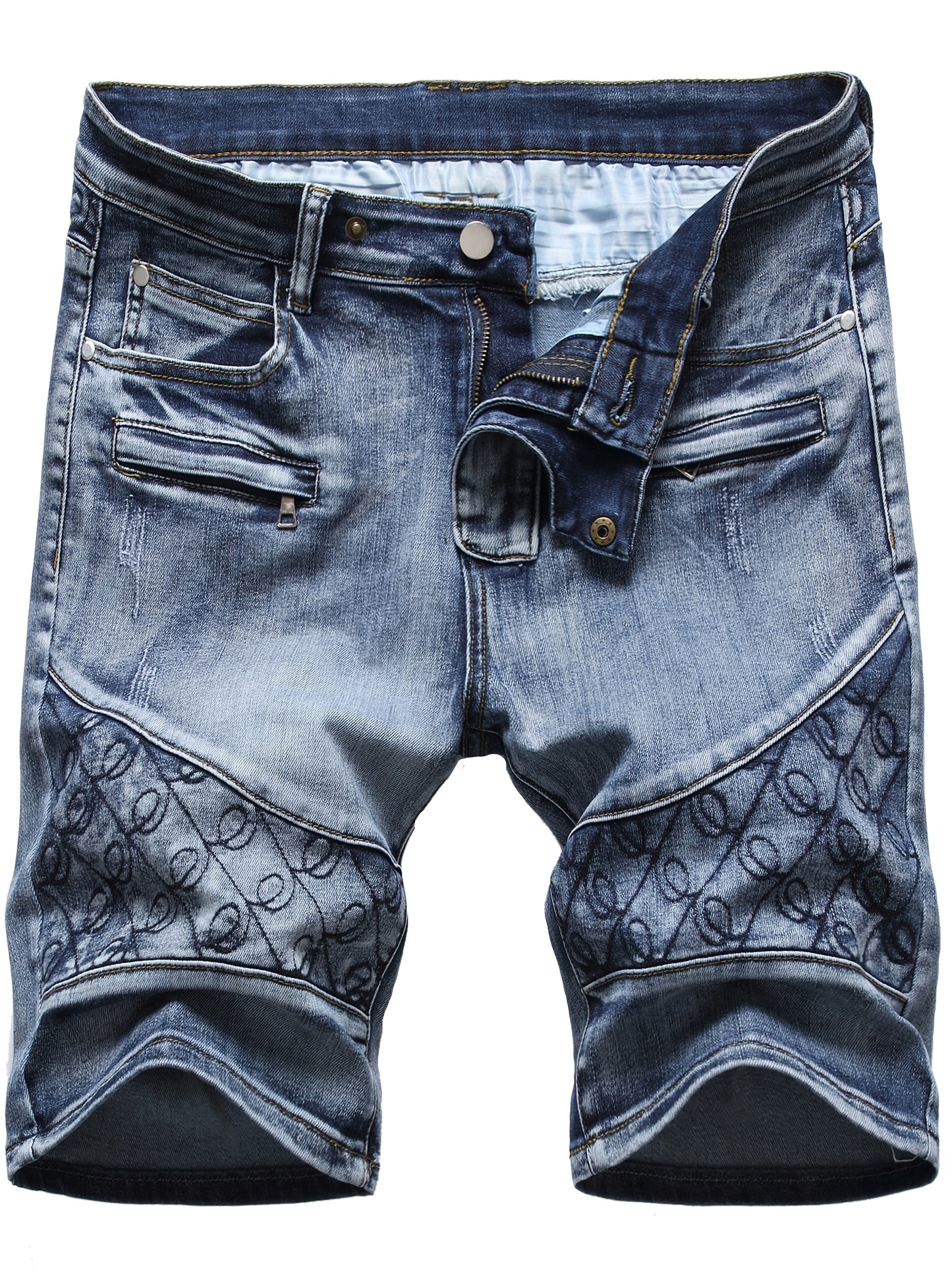 KEEVOOM Men'S Light Blue Washed Gradient Denim Shorts - Summer Casual Slim-Fit Shorts for Outdoor Sports & Trendy Daily Outfits