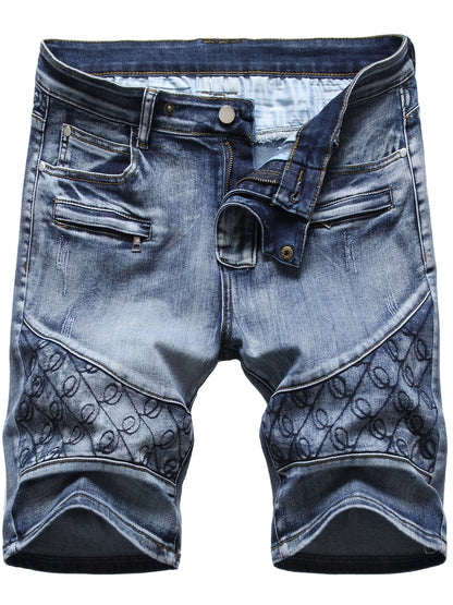 KEEVOOM Men'S Light Blue Washed Gradient Denim Shorts - Summer Casual Slim-Fit Shorts for Outdoor Sports & Trendy Daily Outfits
