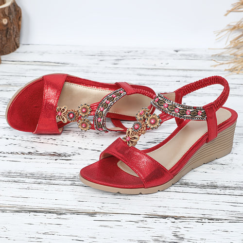 Roman Shoes Are Lightweight, All-season, Open-toe, Versatile for Commuting, Large-sized Thick-soled Wedge Sandals, Women Shoes