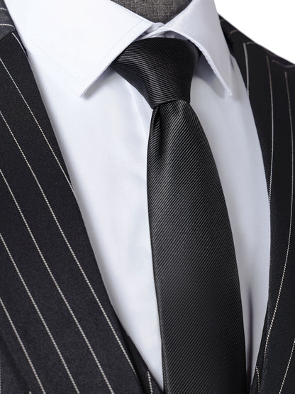 [New Men's 3pcs Suits] 3pcs New Men's Suits - Vertical Striped Suit Jackets, Vests, Pants - Two-button, Suitable for Weddings, Business Banquets, Parties, Daily Wear Valentines Gifts for Men