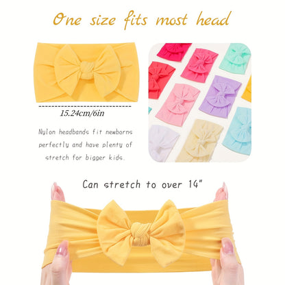 20pcs Baby Girls Nylon Headbands Turban Hair with Bows Hair Band Elastic Hair Accessories for Kids Toddlers Infants Newborn