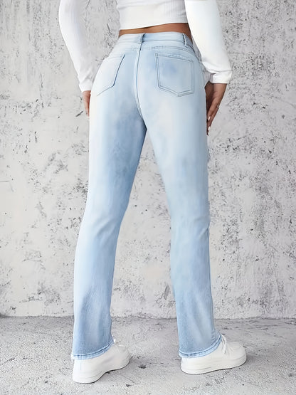 Women's High-waisted Skinny Jeans - Classic Blue, Elastic Texture, Zipper Fly, Tote Bag, Casual All Season Wear, Casual Wear | Skinny Jeans | Zipper Fly Jeans